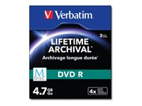 Verbatim M-Disc - 3 x DVD-R - 4.7 Go 4x - surface imprimable par jet d'encre - boîtier CD étroit 43826