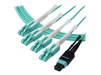 StarTech.com MTP to LC Breakout Cable - 10 ft / 3m - OM3 Multimode - 40Gb - Pull Tab - Plenum - MPO / MTP Connector - Fiber Optic Cable (MPO8LCPL3M) - Câble éclaté - MTP/MPO multimode (F) pousser/tirer pour LC multi-mode (M) pousser/tirer - 3 m - fibre optique - 50 / 125 microns - OM3 - plenum - turquoise MPO8LCPL3M