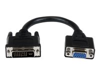 StarTech.com Câble adaptateur DVI vers VGA de 20cm - Convertisseur DVI-I vers HD15 - Mâle / Femelle - Noir - Adaptateur VGA - DVI-I (M) pour HD-15 (VGA) (F) - 20 cm - vis moletées - noir DVIVGAMF8IN