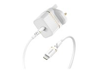 OtterBox Wall Charger - Adaptateur secteur - 20 Watt - 3 A - PD 3.0 (24 pin USB-C) - sur le câble : Lightning - poussière de nuage blanche 78-80482