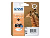 Epson T0711 Twin Pack - Pack de 2 - 22.2 ml - haute capacité - noir - original - blister - cartouche d'encre - pour Stylus SX210, SX410, SX510, SX515, SX610; Stylus Office B1100, B40, BX310, BX600, BX610 C13T07114H10