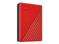 WD My Passport WDBPKJ0040BRD - Disque dur - chiffré - 4 To - externe (portable) - USB 3.2 Gen 1 - AES 256 bits - rouge WDBPKJ0040BRD-WESN