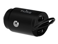 Puro - Adaptateur d'alimentation pour voiture - 30 Watt - 3 A - PD - 2 connecteurs de sortie (2 x USB-C) - noir PUROCAC30WUSBCCBK