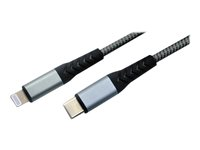 MCL - Câble Lightning - 24 pin USB-C mâle pour Lightning mâle - 1 m - gris - USB Power Delivery (60W) MC923-1C/LIZ-1M