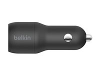 Belkin BOOST CHARGE Double chargeur - Adaptateur d'alimentation pour voiture - 24 Watt - 4.8 A - 2 connecteurs de sortie (USB) - sur le câble : Micro-USB - noir CCE002BT1MBK