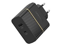 OtterBox Premium - Adaptateur secteur - propulser - 30 Watt - 3 A - Apple Fast Charge, Fast Charge, PD 3.0 - 2 connecteurs de sortie (USB, 24 pin USB-C) - noir 78-80867