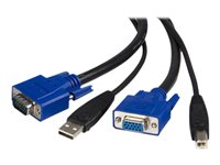 StarTech.com Câble KVM (clavier / vidéo / souris) universel - 2 en 1 - VGA et USB (SVUSB2N1_15) - Câble vidéo / USB - HD-15 (VGA), USB type B (M) pour USB, HD-15 (VGA) - 4.6 m - pour P/N: RKCOND17HD, SV231USBGB, SV231USBLC, SV431USB, SV431USBAE, SV431USBAEGB, SV431USBDDM SVUSB2N1_15