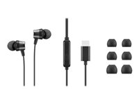Lenovo Go - Écouteurs avec micro - intra-auriculaire - noir - pour ThinkCentre M60q Chromebox; M70s Gen 3; M70t Gen 3; ThinkPad E14 Gen 3; P15v Gen 3 4XD1J77351