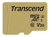 Transcend 500S - Carte mémoire flash (adaptateur microSDHC - SD inclus(e)) - 8 Go - Video Class V30 / UHS-I U3 / Class10 - micro SDHC TS8GUSD500S