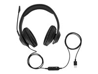 Targus AEH102GL - Micro-casque - sur-oreille - convertible - filaire - USB-A - isolation acoustique - noir AEH102GL