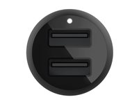 Belkin BOOST CHARGE Double chargeur - Adaptateur d'alimentation pour voiture - 24 Watt - 4.8 A - 2 connecteurs de sortie (USB) - sur le câble : Lightning - noir CCD001BT1MBK