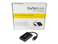 StarTech.com USB C to HDMI 2.0 Adapter with Power Delivery, 4K 60Hz USB Type-C to HDMI Display/Monitor Video Converter, 60W PD Pass-Through Charging Port, Thunderbolt 3 Compatible, Black - USB-C Display Adapter (CDP2HDUCP) - Adaptateur vidéo - 24 pin USB-C mâle pour HDMI, USB-C (alimentation uniquement) femelle - noir - USB Power Delivery (60W), support 4K60Hz (4096 x 2160) CDP2HDUCP