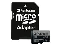 Verbatim PRO - Carte mémoire flash (adaptateur SD inclus(e)) - 32 Go - UHS Class 3 / Class10 - 300x/600x - microSDHC UHS-I 47041