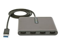 StarTech.com Adaptateur USB 3.0 vers 4x HDMI - Carte Vidéo/Graphique Externe - Adaptateur USB Type-A vers Quadruple HDMI 1080p 60Hz - Convertisseur USB A vers HDMI - Windows Uniquement (USB32HD4) - Câble adaptateur - USB type A mâle pour HDMI femelle - 1 m - gris sidéral - support 1080 p 60 Hz USB32HD4