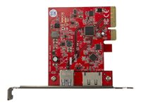 StarTech.com Carte contrôleur PCIe à USB 3.1 (10 Gb/s) et eSATA III (6 Gb/s) - Adaptateur PCI Express vers USB 3.1 et eSATA III - Adaptateur USB - PCIe 3.0 x4 profil bas - USB 3.1 x 1 + eSATA 6 Gb/s x 1 - rouge PEXUSB311A1E