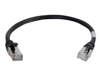 C2G Cat6a Booted Shielded (STP) Network Patch Cable - Cordon de raccordement - RJ-45 (M) pour RJ-45 (M) - 30 cm - STP - CAT 6a - moulé, sans crochet, bloqué - noir 89931