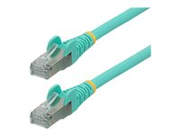 StarTech.com 7.5m CAT6a Ethernet Cable - Aqua - Low Smoke Zero Halogen (LSZH) - 10GbE 500MHz 100W PoE++ Snagless RJ-45 w/Strain Reliefs S/FTP Network Patch Cord - Cordon de raccordement - RJ-45 (M) pour RJ-45 (M) - 7.5 m - S/FTP - CAT 6a - IEEE 802.3bt - sans halogène, moulé, sans crochet, bloqué - turquoise NLAQ-750-CAT6A-PATCH