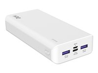 DLH - Banque d'alimentation - 20000 mAh - 20 Watt - 4.5 A - PD, Quick Charge 3.0 - 3 connecteurs de sortie - sur le câble : USB, USB-C - blanc DY-BE5221