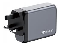 Verbatim - Adaptateur secteur - GaN - 100 Watt - 5 A - PD 3.0, QC 3.0, PD/PPS - 4 connecteurs de sortie (USB, 3 x USB-C) 32202