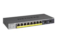 NETGEAR Smart GS110TPv3 - Commutateur - intelligent - 8 x 10/100/1000 (PoE) + 2 x SFP - de bureau, fixation murale - PoE+ (55 W) - Tension CC GS110TP-300EUS