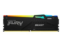 Kingston FURY Beast RGB - DDR5 - module - 16 Go - DIMM 288 broches - 5200 MHz / PC5-41600 - CL36 - 1.25 V - mémoire sans tampon - on-die ECC - noir KF552C36BBEA-16