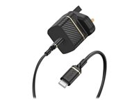 OtterBox Wall Charger - Adaptateur secteur - 20 Watt - 3 A - PD 3.0 (24 pin USB-C) - sur le câble : USB-C - noir scintillant 78-80481