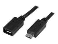 StarTech.com Câble d'extension Micro USB de 50 cm - Rallonge USB Micro B vers Micro B - Prolongateur Micro USB - M/F - Noir - Rallonge de câble USB - Micro-USB de type B (M) pour Micro-USB de type B (F) - USB 2.0 - 50 cm - noir USBUBEXT50CM