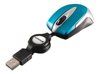 Verbatim Go Mini Optical Travel Mouse - Souris - droitiers et gauchers - optique - filaire - USB - bleu des Caraïbes 49022