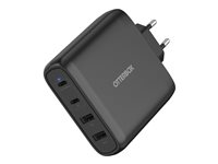 OtterBox Standard - Adaptateur secteur - 100 Watt - Fast Charge, PD - 4 connecteurs de sortie (2 x USB-C, 2 x USB de type A à 9 broches) - noir - Europe (sauf Royaume-Uni) 78-81343