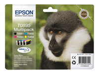 Epson T0895 Multipack - Pack de 4 - noir, jaune, cyan, magenta - original - emballage coque avec alarme radioélectrique/ acoustique - cartouche d'encre - pour Stylus S21, SX100, SX105, SX115, SX215, SX218, SX400, SX405, SX415; Stylus Office BX300 C13T08954020