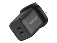 OtterBox - Adaptateur secteur - 65 Watt - 3 A - PD/PPS - 2 connecteurs de sortie (24 pin USB-C) - noir 78-81348