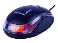 Urban Factory Brilliant Desktop Mini - Souris - 3 boutons - filaire - USB - noir, transparent BDM02UF