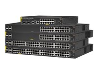 HPE Aruba 6000 24G Class4 PoE 4SFP 370W Switch - Commutateur - Géré - 24 x 10/100/1000 (PoE+) + 4 x Gigabit SFP - flux d'air côte à côte - Montable sur rack - PoE (370 W) R8N87A#ABB