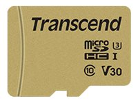 Transcend 500S - Carte mémoire flash (adaptateur microSDHC - SD inclus(e)) - 16 Go - Video Class V30 / UHS-I U3 / Class10 - micro SDHC TS16GUSD500S