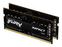 Kingston FURY Impact - DDR4 - kit - 16 Go: 2 x 8 Go - SO DIMM 260 broches - 2666 MHz / PC4-21300 - CL15 - 1.2 V - mémoire sans tampon - non ECC - noir KF426S15IBK2/16