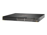 HPE Aruba 6300M - Commutateur - C3 - Géré - 24 x 10/100/1000 (PoE+) + 4 x 1 Gigabit / 10 Gigabit / 25 Gigabit / 50 Gigabit SFP56 (liaison montante/stockage) - de l'avant et du côté vers l'arrière - Montable sur rack - PoE+ (720 W) JL662A