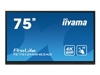 iiyama ProLite TE7512MIS-B3AG - Classe de diagonale 75" (74.5" visualisable) écran LCD rétro-éclairé par LED - signalétique numérique interactive - avec écran tactile (multi-touch) / capacité PC en option (slot-in) - 4K UHD (2160p) 3840 x 2160 - cadre noir avec finition mate - avec Module WiFi iiyama (OWM002) TE7512MIS-B3AG