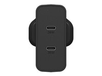 OtterBox Wall Charger - Adaptateur secteur - 50 Watt - 3 A - PD 3.0 - 2 connecteurs de sortie (24 pin USB-C) - noir scintillant 78-52714