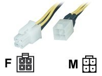 MCL - Rallonge de câble d'alimentation - ATX12V 4 broches (F) pour ATX12V 4 broches (M) - 20 cm MC609R