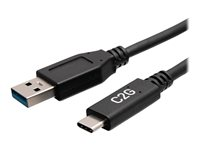 C2G 6in USB-C to USB-A SuperSpeed USB 5Gbps Cable M/M - Câble USB - USB type A (M) pour 24 pin USB-C (M) - USB 3.2 Gen 1 - 30 V - 3 A - 15 cm - moulé - noir C2G28874