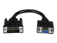 StarTech.com Câble adaptateur DVI vers VGA de 20cm - Convertisseur DVI-I vers HD15 - Mâle / Femelle - Noir - Adaptateur VGA - DVI-I (M) pour HD-15 (VGA) (F) - 20 cm - vis moletées - noir DVIVGAMF8IN